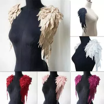 1 пара вышивка Крыло Ангела аппликация Вышивание цветок воротник патч для свадебного платья свадебная одежда DIY ремесла белый