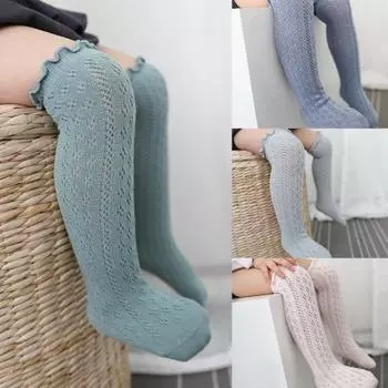 1 пара высоких гольфов, дышащие водопоглощающие аксессуары, гольфы для маленьких девочек с оборками для девочек зелёный