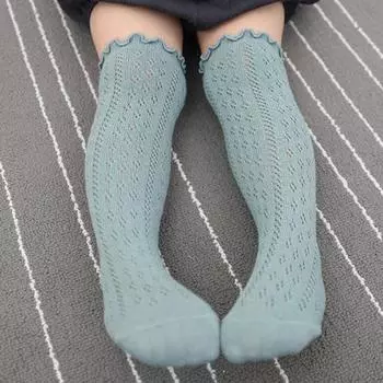 1 пара высоких гольфов, дышащие водопоглощающие аксессуары, гольфы для маленьких девочек с оборками для девочек зелёный