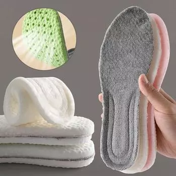 1 пара высокоэластичных мягких теплых стелек для мужчин и женщин, амортизирующие латексные стельки, теплые стельки для осенних и зимних видов спорта, стельки 35-36 серый
