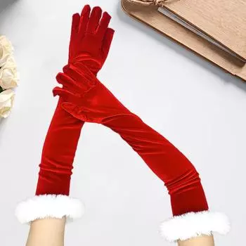 1 пара взрослых косплей Санта белые манжеты сохраняют тепло варежки