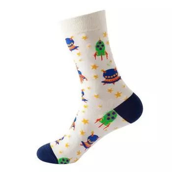 1 пара забавных носков Ins Astronaut Airplane Heaven Body Middle Tube для мужчин Happy Socks Streetwear из хлопка для мужчин, скейтбордистов, для мальчиков, для взрослых EUR 36-43