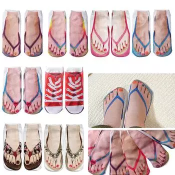1 пара забавных носков с принтом маникюра, подарок для бега и йоги, носки для женщин и мужчин # 30cm золотой