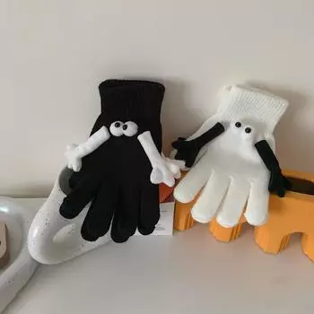 1 пара забавных перчаток, перчатки с магнитной присоской, уникальные, с дизайном больших глаз белый