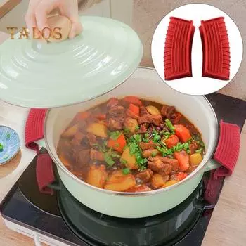 1 пара захватов для тарелок, нескользящие термостойкие легкие, отличные противоожоговые захваты для чаши для посуды, наушники для горшка, кухонные инструменты красный