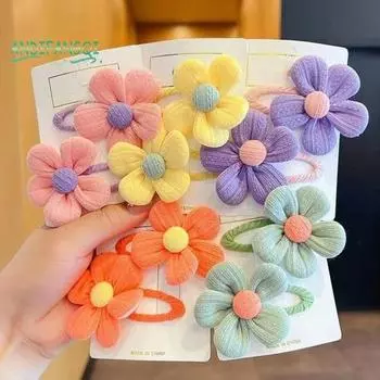 1 пара заколок для волос в форме мультяшного цветка-сладкого цвета, эластичные противоскользящие легкие украшения для волос, боковые зажимы для девочек, инструмент для укладки зелёный