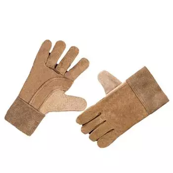1 пара защитных перчаток для электросварки из коровьей кожи с полной защитой от прикосновения, теплоизоляционные толстые перчатки для работы с вещами коричневый