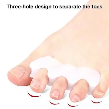 1 пара защитных разделителей пальцев ног, 3 отверстия, дизайн, корректор бурсита, мягкие выпрямители, проставки, носилки, инструмент для ухода белый
