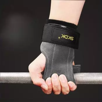 1 пара защиты ладоней из воловьей кожи, износостойкая нескользящая защита запястья, повязка на запястье для защиты ладоней для фитнеса, тяжелой атлетики, жестких подтягиваний и подтягиваний 1pair серый