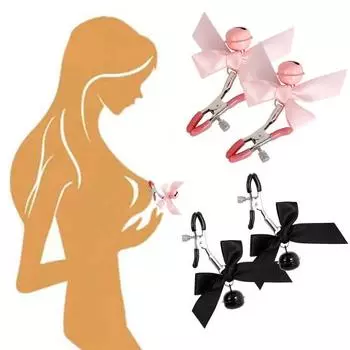 1 пара зажимов для сосков, простой в использовании, флирт, забавный, интересный, бант, колокольчик, черный, розовый, стимулятор для женщин