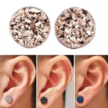 1 пара зажимов для ушей, блестящие, непрокалывающие, безболезненные, с геометрическим гальваническим покрытием, для женщин и мужчин, магнитные шпильки 6mm серебряный