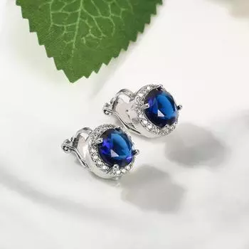 1 пара зажимов для ушей, синие стразы, нескользящие круглые короткие украшения для ушей, без пирсинга синий