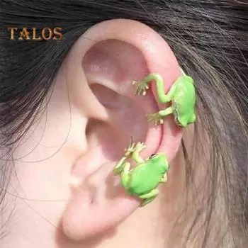 1 пара зажимов для ушей в виде древесной лягушки, серьги в реалистичной форме с гальваническим покрытием, полированные, противоскользящие, без пирсинга, из сплава, серьги для вечеринок, мероприятий, повседневного ношения синий