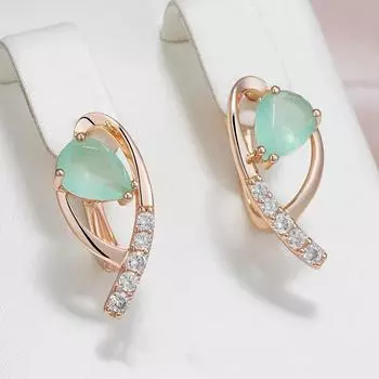1 пара зеленых циркониевых сережек-капель для женщин, роскошные ювелирные изделия на годовщину, подарок, серьги-клипсы золотого цвета зелёный