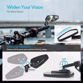 1 пара зеркал для мотоцикла, алюминиевые зеркала заднего вида на руль 22 мм, универсальные зеркала заднего вида на руль мотоцикла и велосипеда