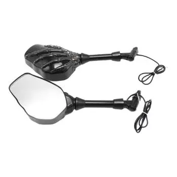 1 пара зеркал заднего вида для мотоцикла, светодиодные поворотные зеркала в форме черепа для большинства уличных мотоциклов с винтом 8 мм/10 мм