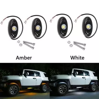 1 пара желто-белых светодиодных мини-ламп для подсветки днища внедорожников мощностью 9 Вт, подходит для большинства типов автомобилей, таких как седаны, внедорожники, грузовики и т. д. янтарь
