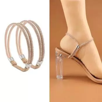 1 пара женских эластичных ремешков для обуви на высоком каблуке, эластичные ремни для обуви на щиколотке, стразы, нерасшатывающиеся ремни для обуви на высоком каблуке, сменные ремни для щиколотки шампанского