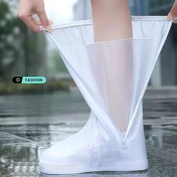 1 пара женских бахил из ПВХ, утолщенные удобные защиты от дождя на молнии 35-36 синий