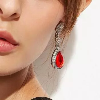 1 пара женских блестящих серег-капель со стразами в форме капли, сверкающие висячие серьги с кисточками, ювелирные изделия, подарок красный