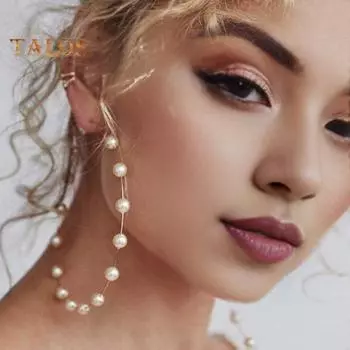 1 пара женских больших серег-колец с искусственным жемчугом, круглые, в преувеличенном стиле, для выпускного вечера, для официальных случаев, серьги-кольца серебряный