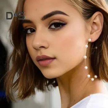 1 пара женских больших серег-колец с искусственным жемчугом, круглые, в преувеличенном стиле, для выпускного вечера, для официальных случаев, серьги-кольца золотистый