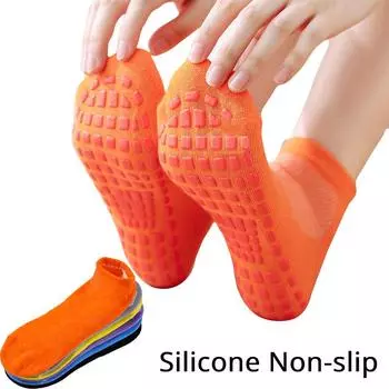 1 пара женских быстросохнущих нескользящих носков для йоги больших размеров, дышащие хлопковые носки для танцев и фитнеса, детские носки-тапочки EUR30-35 чёрный