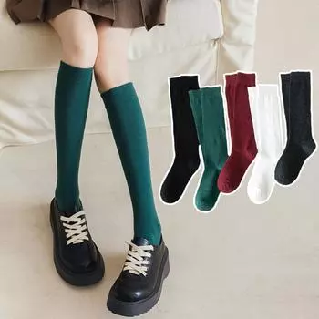 1 пара женских чулок длиной до колена, модные однотонные, создающие красивую стройную форму икр, мягкие и удобные повседневные носки One Size