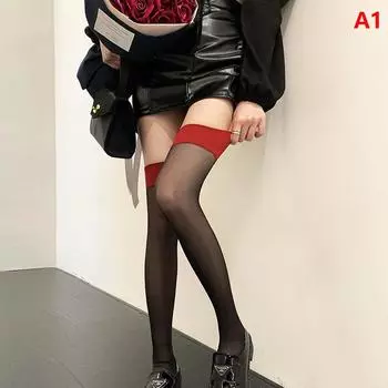 1 пара женских чулок до бедра, противоскользящие чулки, шелковые чулки, колготки для женщин, принадлежности