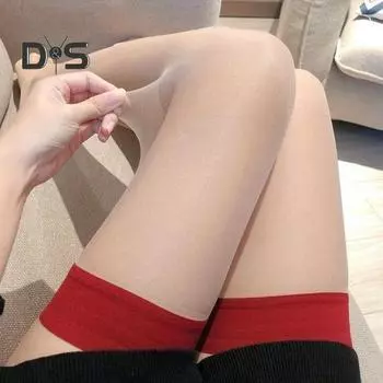 1 пара женских чулок, прозрачная сетка, ультратонкие, высокоэластичные, в японском стиле, нескользящие, однотонные, мягкие, дышащие, быстросохнущие, JK Lady, выше колена красный