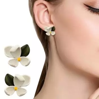 1 пара женских цветочных гардений в форме растений, полированные легкие серьги-гвоздики для выпускного вечера и свадьбы белый