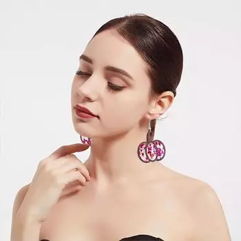 1 пара женских деревянных акриловых разноцветных сережек-тыкв, сращивание, новые блестки, для поездок на работу