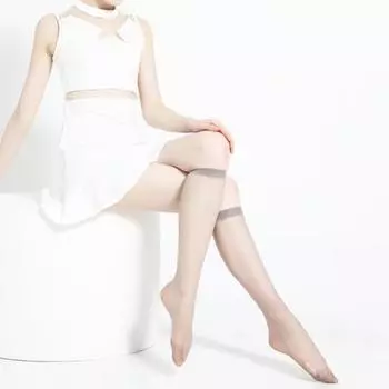 1 пара женских длинных носков, ультратонкие прозрачные, противоскользящие, быстросохнущие юбки, однотонные, в японском стиле, длиной до икры, летние чулки средней длины