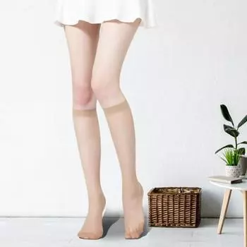 1 пара женских длинных носков, ультратонкие прозрачные, противоскользящие, быстросохнущие юбки, однотонные, в японском стиле, длиной до икры, летние чулки средней длины