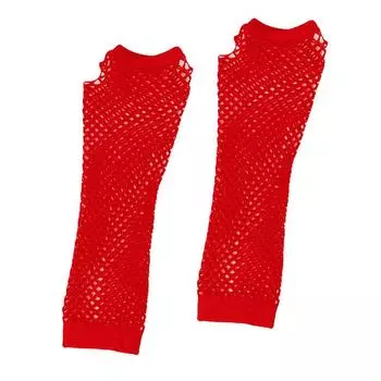 1 пара женских длинных сетчатых перчаток, сетчатые перчатки без пальцев, перчатки для вечеринок в стиле панк-рок в ночном клубе, теплые перчатки для рук, сексуальные перчатки красный