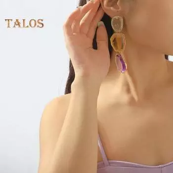 1 пара женских длинных висячих серег неправильной геометрической формы из смолы, многослойные гладкие гальванические украшения для ушей, женские выпускные коктейли, висячие уши разноцветный