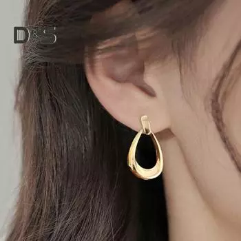 1 пара женских геометрических серег-капель, гипоаллергенные, легкие, минималистичные, массивные серьги, полые, металлические серьги-гвоздики в форме капли, ювелирные изделия золотистый