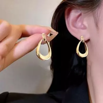 1 пара женских геометрических серег-капель, гипоаллергенные, легкие, минималистичные, выразительные, полые золотистый