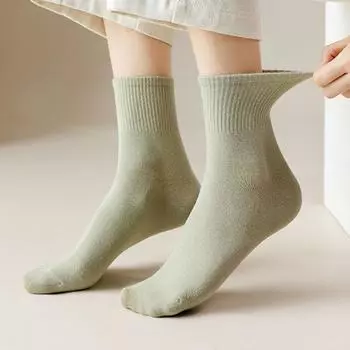 1 пара женских хлопковых носков средней длины без запаха тонкие однотонные высокоэластичные противоскользящие впитывающие пот не садящиеся спортивные четыре S чёрный