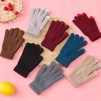 1 пара женских и мужских вязаных перчаток, мягкие варежки, зимние теплые толстые ветрозащитные аксессуары для одежды