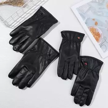 1 пара женских и мужских зимних перчаток, теплые варежки из искусственной кожи для сенсорного экрана, толстые зимние перчатки, перчатки с полным пальцем