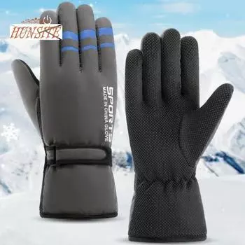 1 пара женских и мужских зимних водонепроницаемых велосипедных перчаток, мотоциклетных лыж для занятий спортом на открытом воздухе, сенсорного экрана, нескользящих, теплых, перчаток с полными пальцами чёрный