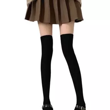 1 пара женских классических полосатых чулок до колена, модные, белые, черные, серые, универсальные цвета, поэтому A7D9 Black-One size
