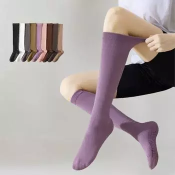 1 пара женских компрессионных носков, чулок, профессиональных носков для пилатеса, хлопковых силиконовых нескользящих носков для занятий спортом в спортзале и фитнесе 1 Pair чёрный