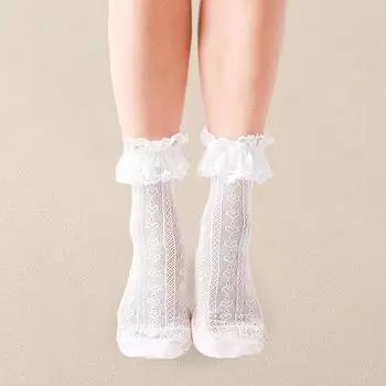 1 пара женских контрастных носков-сетки с кружевным узором в виде сердечек, модные сексуальные трендовые носки, удобные носки средней длины One Size