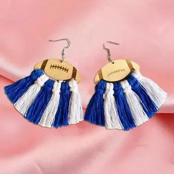1 пара женских красочных висячих серег с кисточками в форме футбола, забавные серьги-крючки, ювелирные изделия, подарок красный черный