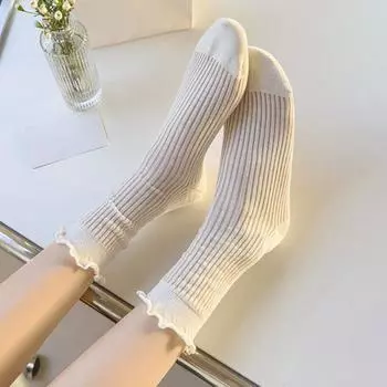 1 пара женских летних носков с полой сеткой и средней трубкой с присборенными краями, противоскользящие однотонные, высокоэластичные, впитывающие пот, домашние носки для взрослых, домашние носки для йоги, сложенные носки серый