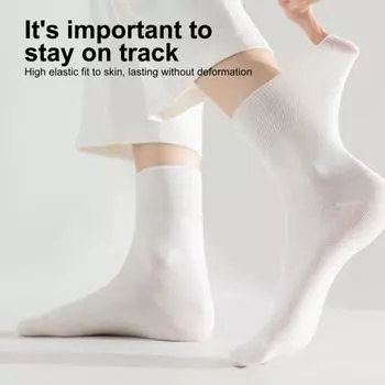 1 пара женских летних носков, тонкие, высокоэластичные, однотонные, средней длины, свободные, не скатываются, впитывают пот, для спорта, повседневной носки, для работы, школы, с начесом чёрный