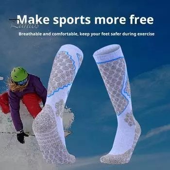 1 пара женских лыжных носков, хлопковые носки до колена, зимние теплые термоноски для сноуборда, для занятий спортом на открытом воздухе, катания на лыжах, велоспорта, пешего туризма розовый