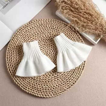 1 пара женских манжет на запястье, трикотажные эластичные, противоскользящие, с оборками, сохраняющие тепло, украшение на запястье, однотонные, принцесса, поддельные манжеты, реквизит для фотосъемки белый